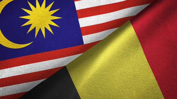 Malesia e Belgio due bandiere tessuto, tessitura del tessuto — Foto Stock