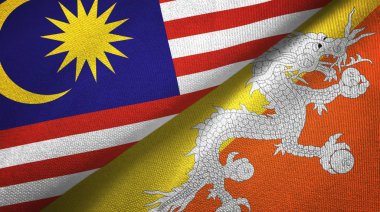Malezya ve Bhutan iki bayraktekstil kumaş, kumaş doku 