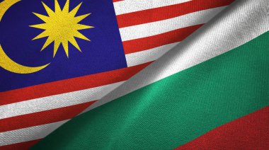 Malezya ve Bulgaristan iki bayraklar tekstil kumaş, kumaş doku 