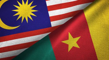 Malezya ve Kamerun iki bayraklar tekstil kumaş, kumaş doku 