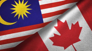 Malezya ve Kanada iki bayraklar tekstil kumaş, kumaş doku 
