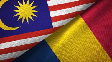 Malezya ve Çad iki bayraklar tekstil kumaş, kumaş doku 