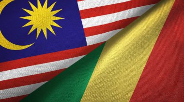 Malezya ve Kongo iki bayraklar tekstil kumaş, kumaş doku 