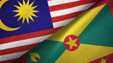 Malezya ve Grenada iki bayraklar tekstil kumaş, kumaş doku