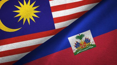 Malezya ve Haiti iki bayraklar tekstil kumaş, kumaş doku
