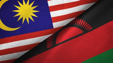 Malezya ve Malavi iki bayrak tekstil kumaş, kumaş doku