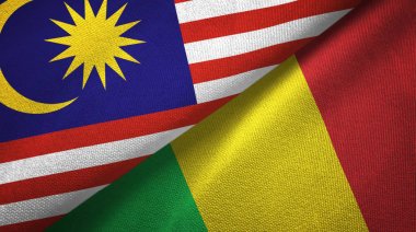 Malezya ve Mali iki bayraklar tekstil kumaş, kumaş doku