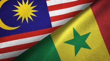 Malezya ve Senegal iki bayraklar tekstil kumaş, kumaş doku