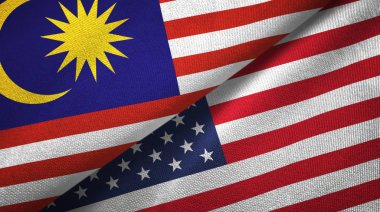 Malezya ve Amerika Birleşik Devletleri iki bayraklar tekstil kumaş, kumaş doku