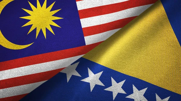 Malesia e Bosnia-Erzegovina due bandiere tessuto, tessitura tessuto — Foto Stock