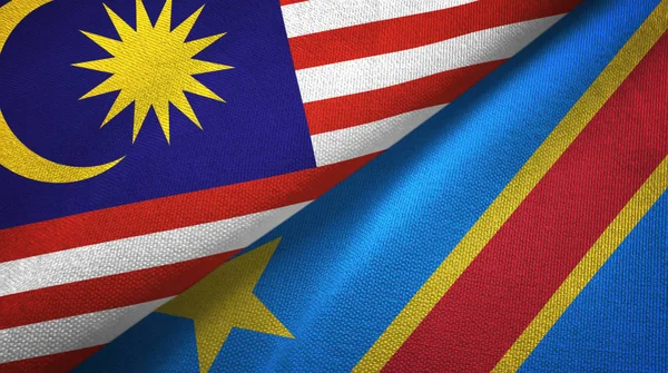 Malesia e Repubblica Democratica del Congo due bandiere tessuto — Foto Stock