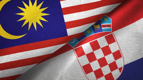 Malasia y Croacia dos banderas tela textil, textura de la tela — Foto de Stock