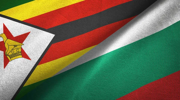 Zimbabwe and Bulgaria two flags textile cloth, fabric texture