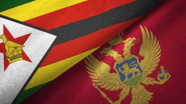 Zimbabwe ve Karadağ iki bayrak tekstil kumaşı, kumaş dokusu