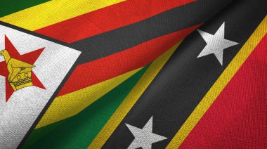 Zimbabwe ve Saint Kitts ve Nevis iki bayrak tekstil kumaşı, kumaş dokusu