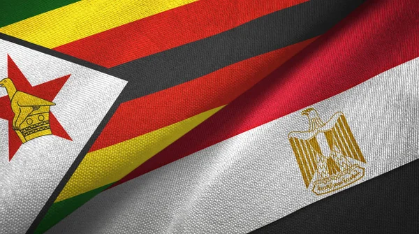 Zimbabwe and Egypt two flags textile cloth