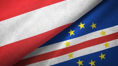 Avusturya ve Cape Cabo Verde iki bayraklar tekstil kumaş, kumaş doku 