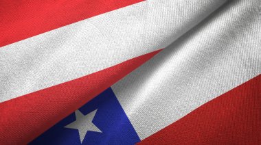 Avusturya ve Şili iki bayrak tekstil kumaş, kumaş doku