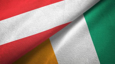 Avusturya ve Fildişi Sahili Fildişi sahili iki bayraklar tekstil kumaş doku 