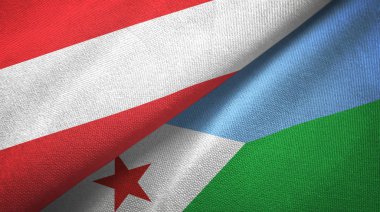 Avusturya ve Cibuti iki bayrak tekstil kumaş, kumaş doku
