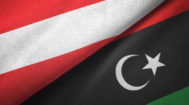 Avusturya ve Libya iki bayrak tekstil kumaş, kumaş doku
