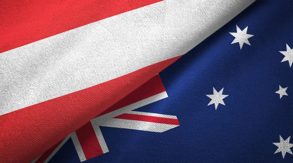 Austria and Australia two flags textile cloth, fabric texture — Stock Photo, Image