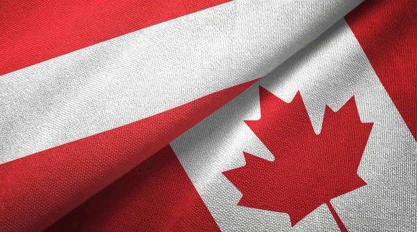 奥地利和加拿大两旗纺织布，织物质地 — 图库照片