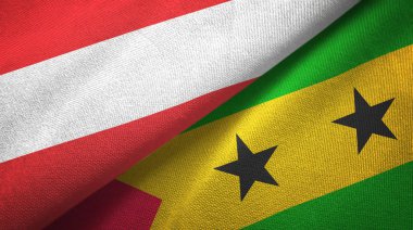 Avusturya ve Sao Tome ve Principe iki bayrak tekstil kumaş, kumaş doku