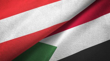 Avusturya ve Sudan iki bayrak tekstil kumaş, kumaş doku