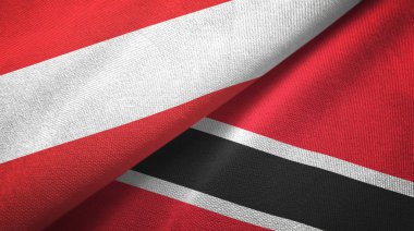 Avusturya ve Trinidad ve Tobago iki bayraklar tekstil kumaş, kumaş doku