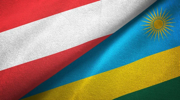 Austria and Rwanda two flags textile cloth, fabric texture