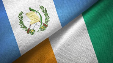 Guatemala ve Fildişi Sahili Fildişi sahili iki bayraklar tekstil kumaş doku 