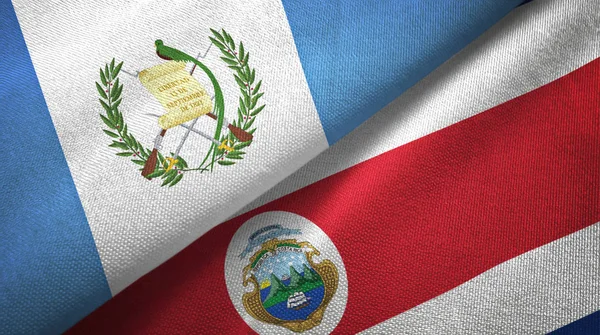 Guatemala a Kostarika dvě vlajky textilní tkaniny, textura — Stock fotografie