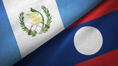 Guatemala ve Laos iki bayrak tekstil bez.