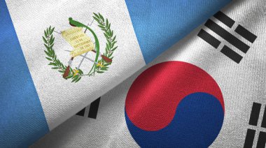 Guatemala ve Güney Kore iki bayraklar tekstil kumaş, kumaş doku