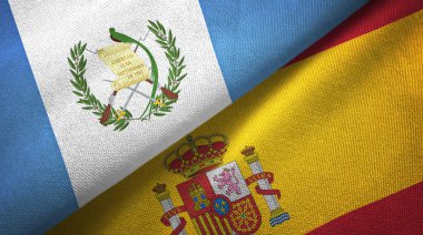 Guatemala ve İspanya iki bayraklar tekstil kumaş, kumaş doku