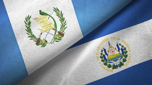 Guatemala ve El Salvador iki bayraklar tekstil kumaş, kumaş doku — Stok fotoğraf