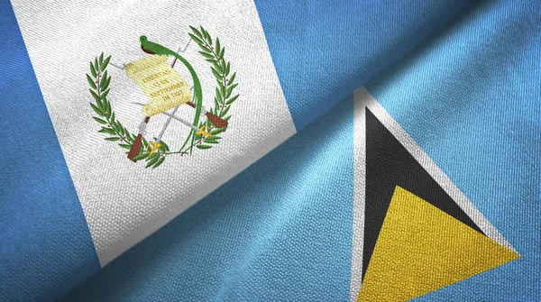 Guatemala a Svatá Lucie dvě vlajky textilní tkaniny, textura textilií — Stock fotografie