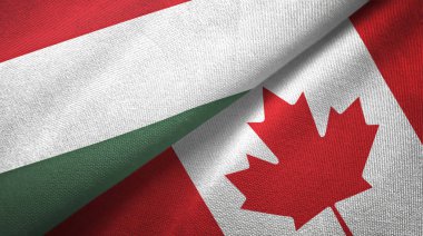 Macaristan ve Kanada iki bayrak tekstil kumaş, kumaş doku 