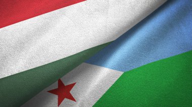 Macaristan ve Cibuti iki bayrak tekstil kumaş, kumaş doku