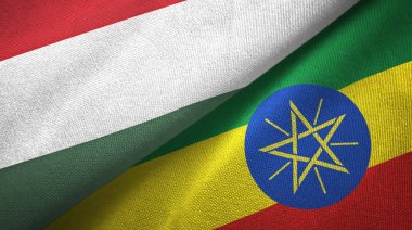 Macaristan ve Etiyopya iki bayrak tekstil kumaş, kumaş doku