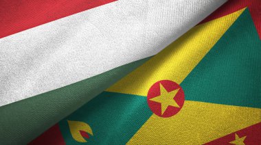 Macaristan ve Grenada iki bayrak tekstil kumaş, kumaş doku