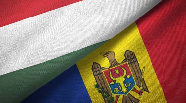 Macaristan ve Moldova iki bayrak tekstil kumaş, kumaş doku