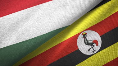Macaristan ve Uganda iki bayrak tekstil kumaş, kumaş doku