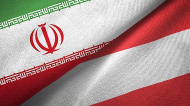 İran ve Avusturya iki bayrak tekstil kumaş, kumaş doku 