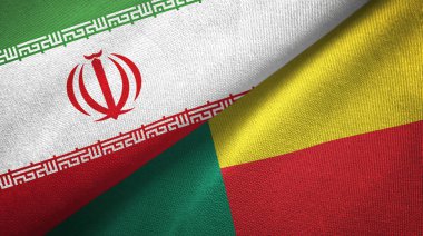 İran ve Benin iki bayrak tekstil kumaş, kumaş doku 