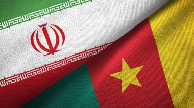 İran ve Kamerun iki bayrak tekstil kumaş, kumaş doku 