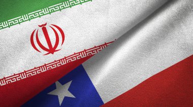 İran ve Şili iki bayrak tekstil kumaş, kumaş doku