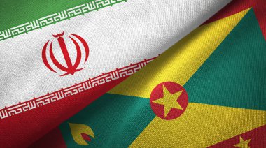 İran ve Grenada iki bayrak tekstil kumaş, kumaş doku