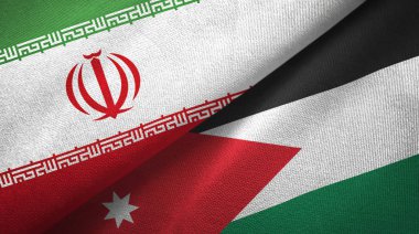 İran ve Ürdün iki bayrak tekstil kumaş, kumaş doku